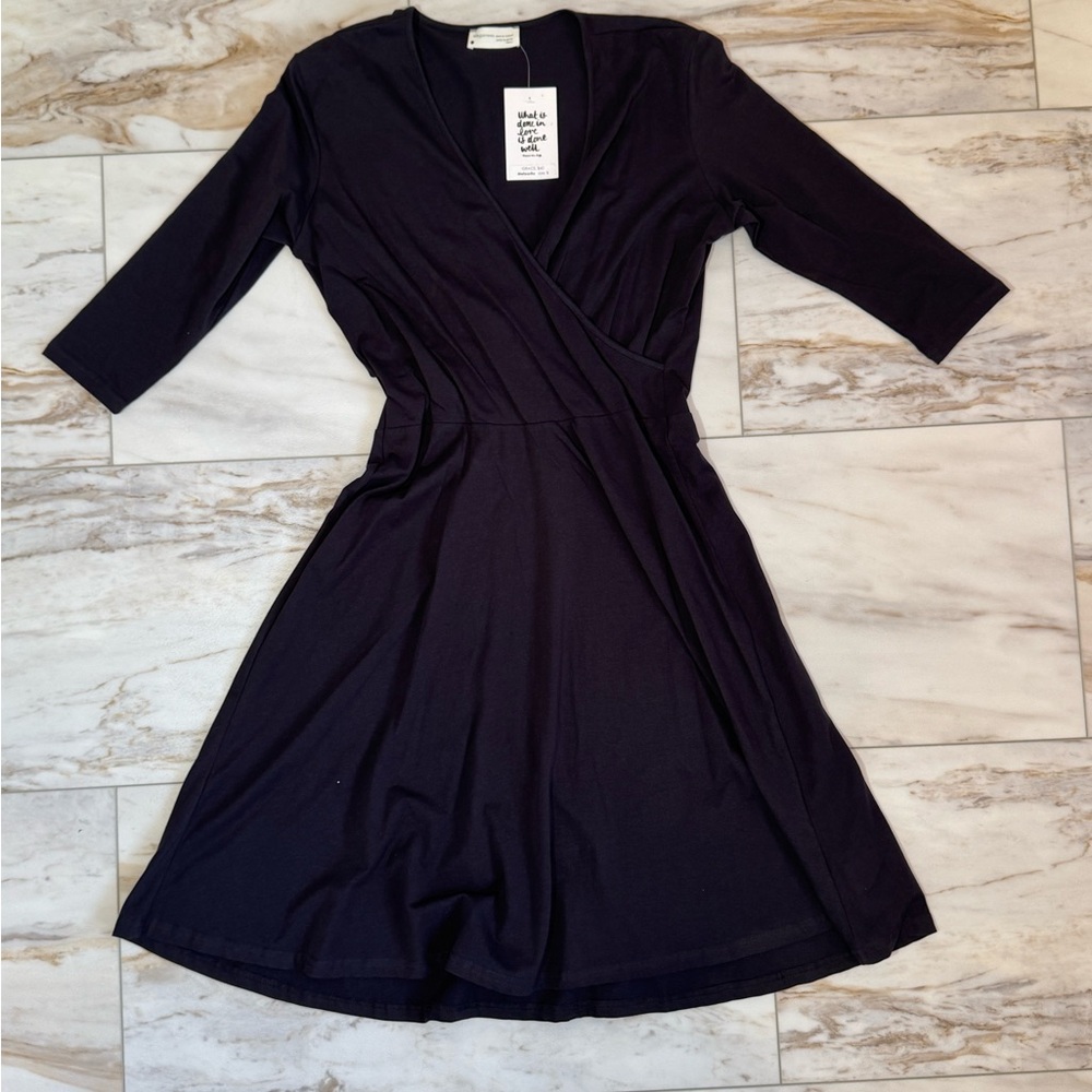 Elegantees Grace Wrap Dress in Meteorite Black Small